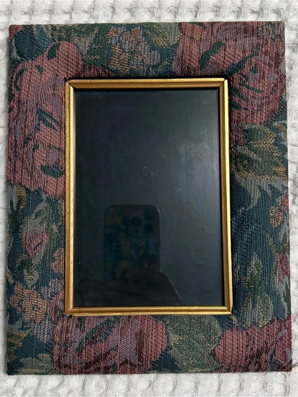 Floral Tapestry Wall Frame with Gold Trim - Green and Pink